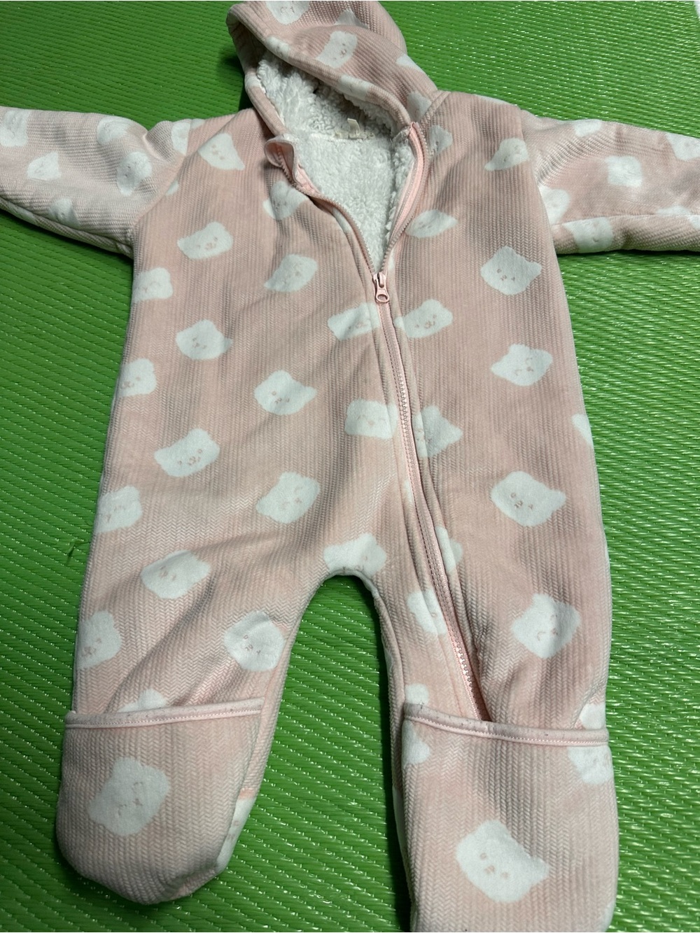 Free havenPink Hooded Baby Footie with Bear Faces